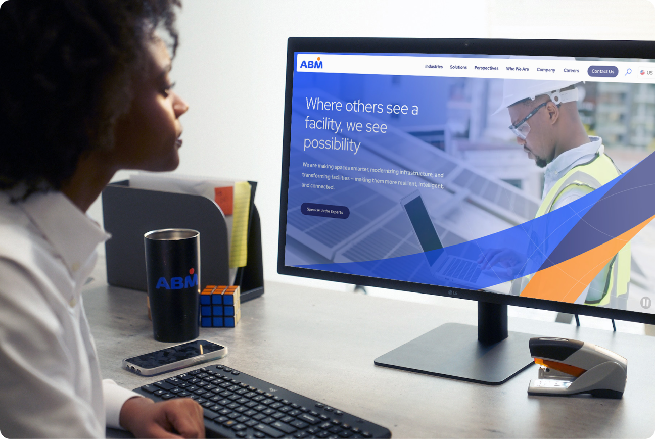 ABM employee browsing their company site