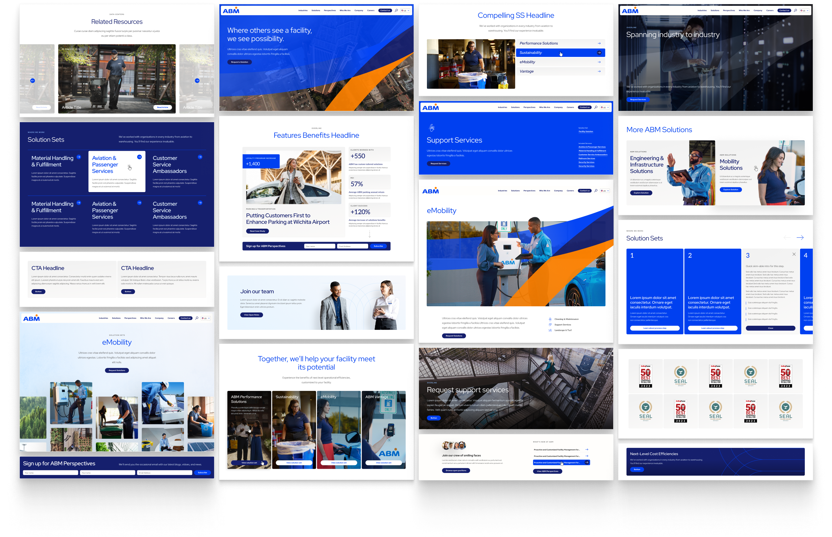A collage of ABM Design System components