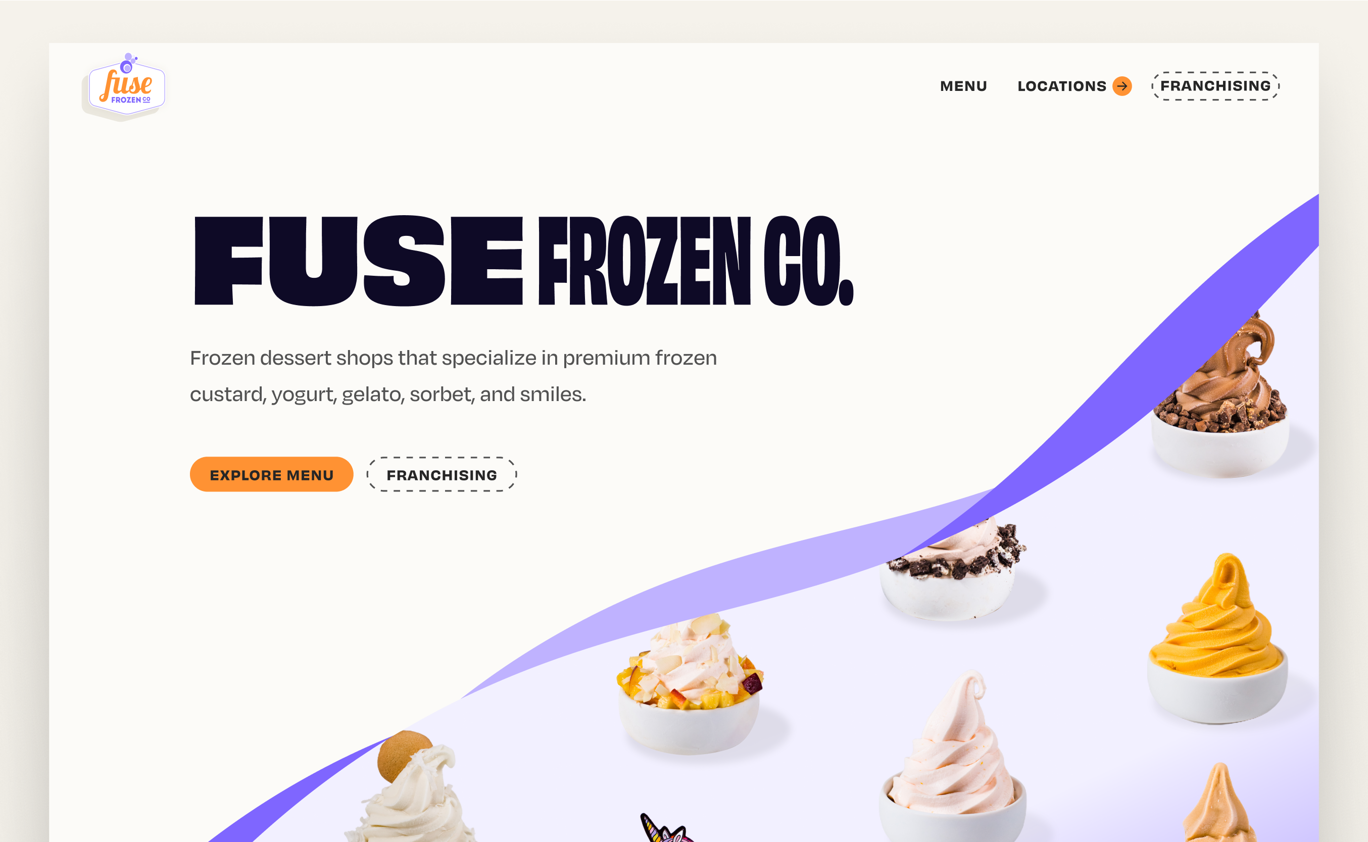 Fuse website homepage header with an interactive animation