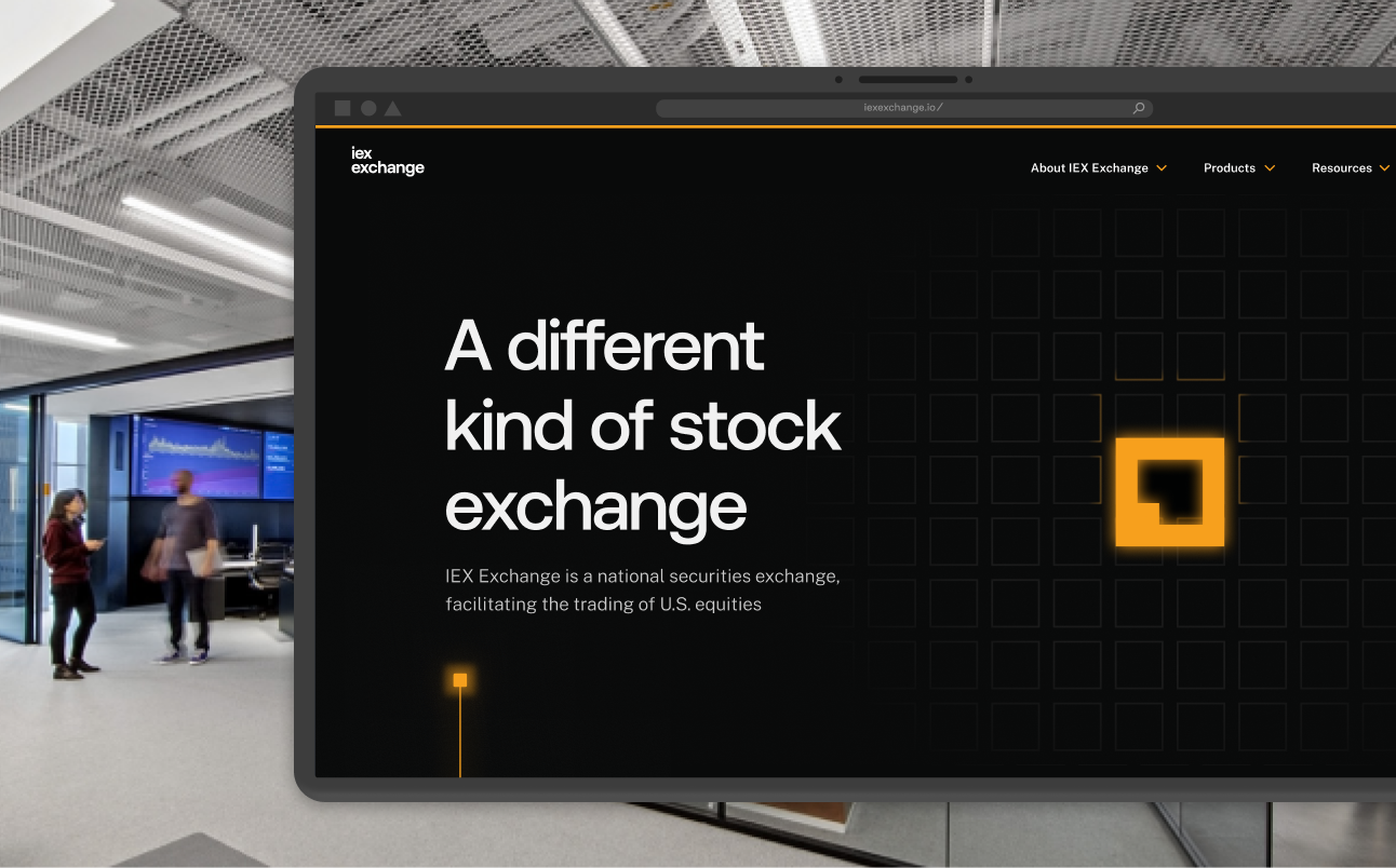 IEX Exchange homepage header